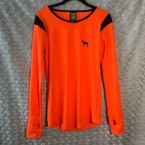 VS PINK Ultimate Varsity Orange Long-Sleeve Shirt
